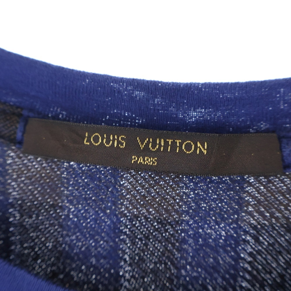 LOUIS VUITTON(ルイヴィトン) ロゴ刺繍 チェック柄 半袖Tシャツ カットソー ブルー/ブラウン RM142M H6Y06WJR1