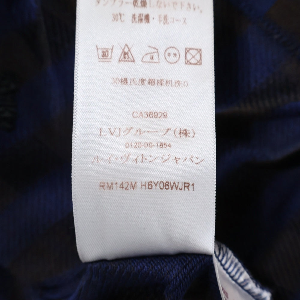 LOUIS VUITTON(ルイヴィトン) ロゴ刺繍 チェック柄 半袖Tシャツ カットソー ブルー/ブラウン RM142M H6Y06WJR1