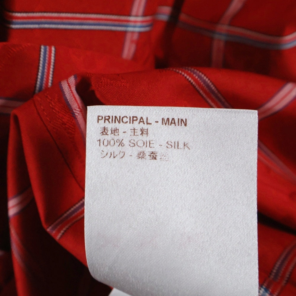 LOUIS VUITTON(ルイヴィトン) 16AW モノグラム チェック柄 シルク半袖シャツ レッド RM162M ZA1 HAS10W