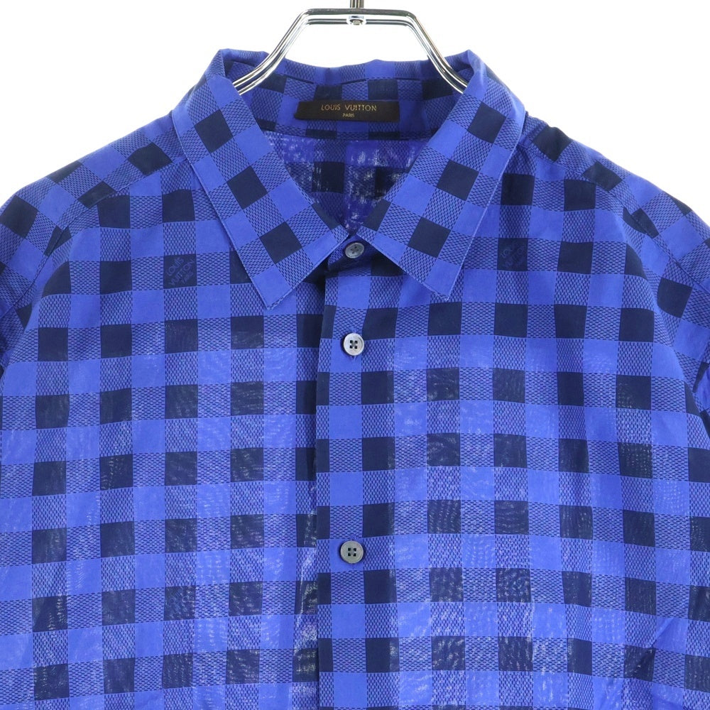 LOUIS VUITTON(ルイヴィトン) 13SS ダミエ 半袖シャツ ブルー RM131M H3SH35BPZ