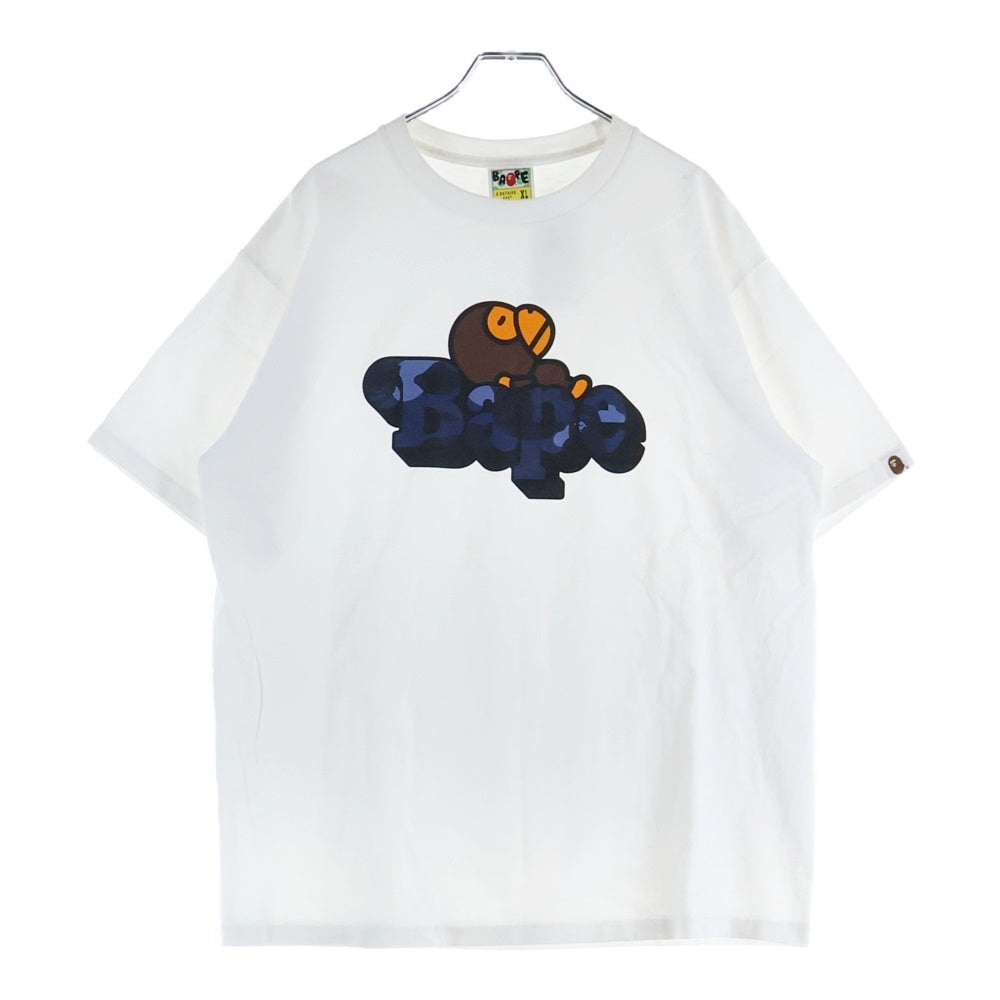 A BATHING APE(アベイシングエイプ) BABY MiLO ベイビーマイロ プリント 半袖Tシャツ カットソー ホワイト 002TEL801005M