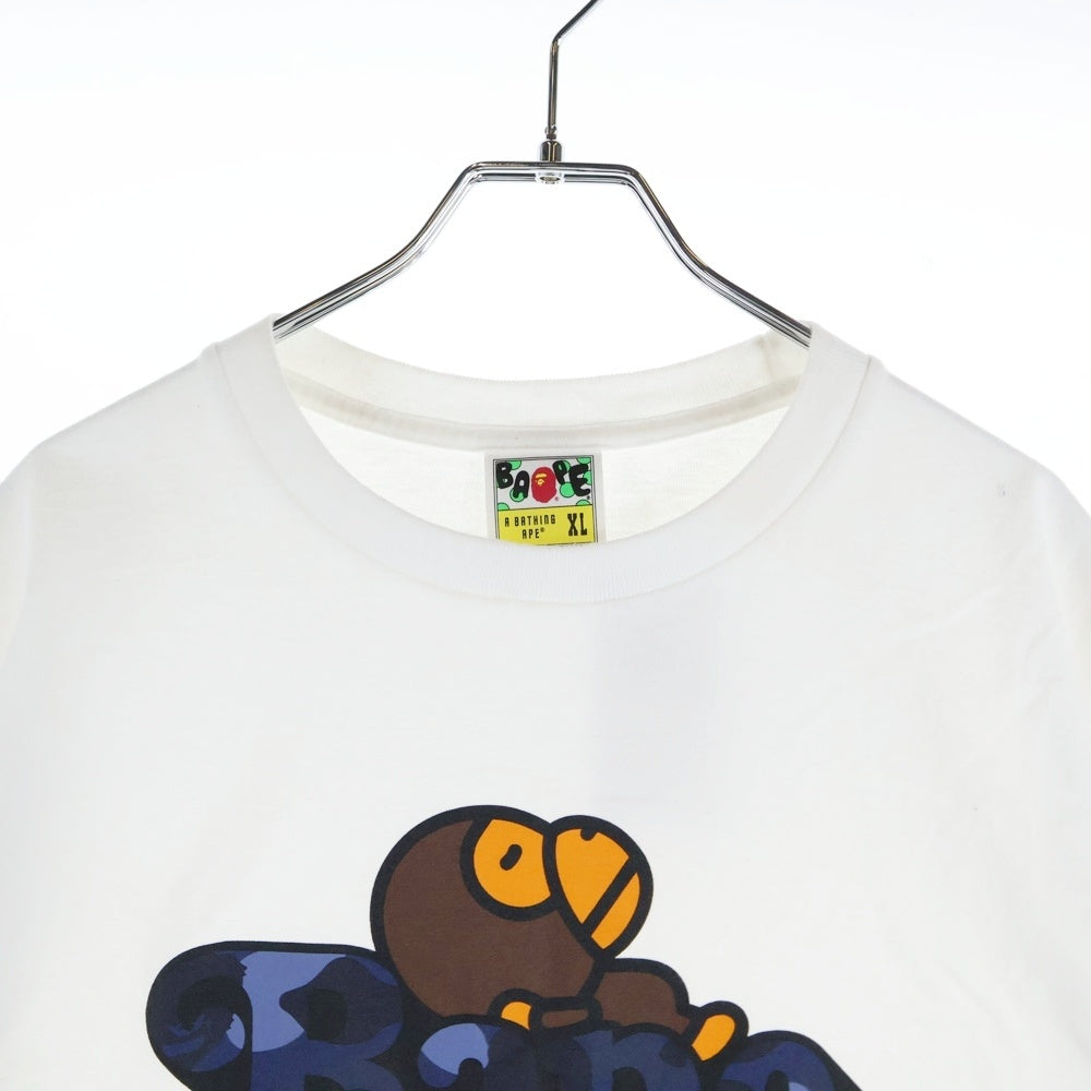 A BATHING APE(アベイシングエイプ) BABY MiLO ベイビーマイロ プリント 半袖Tシャツ カットソー ホワイト 002TEL801005M