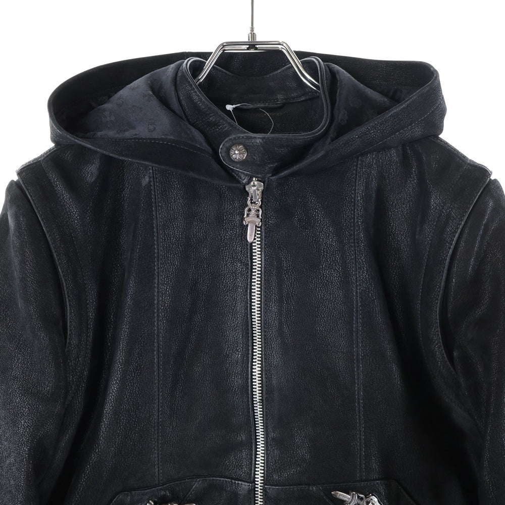 Chrome Hearts 黒フード付きジャケット CHROME HEARTS(クロムハーツ) フード付き ダガージップアップ