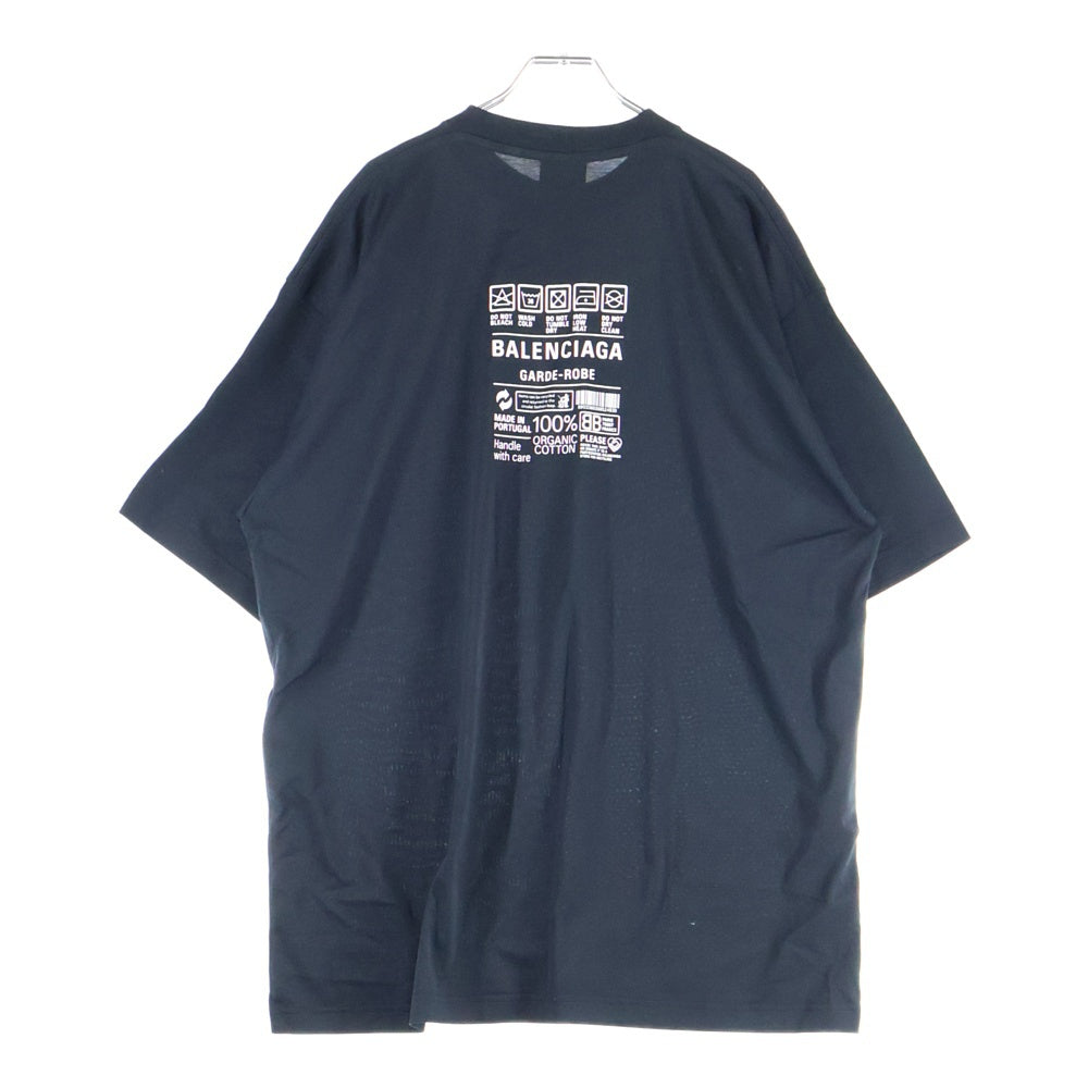 BALENCIAGA(バレンシアガ) ケアラベル バックプリント 半袖Tシャツ ブラック 724514 TNVL9