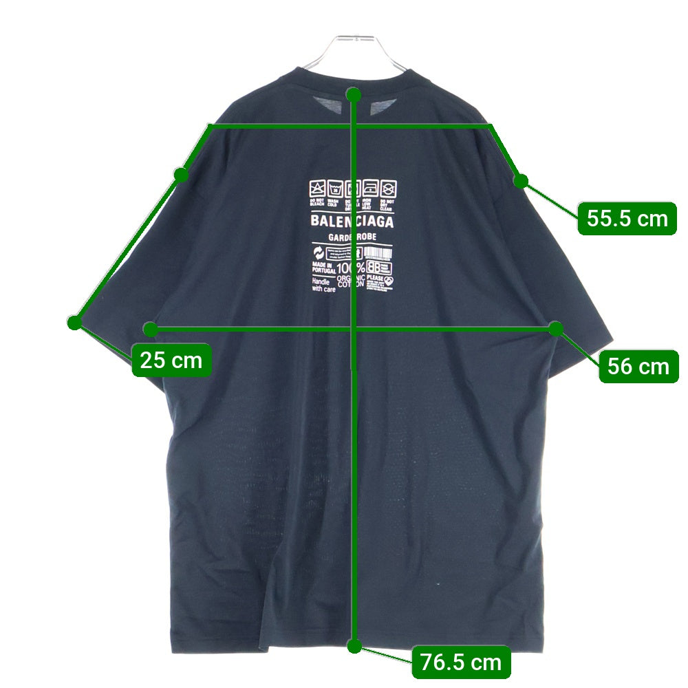 BALENCIAGA(バレンシアガ) ケアラベル バックプリント 半袖Tシャツ ブラック 724514 TNVL9