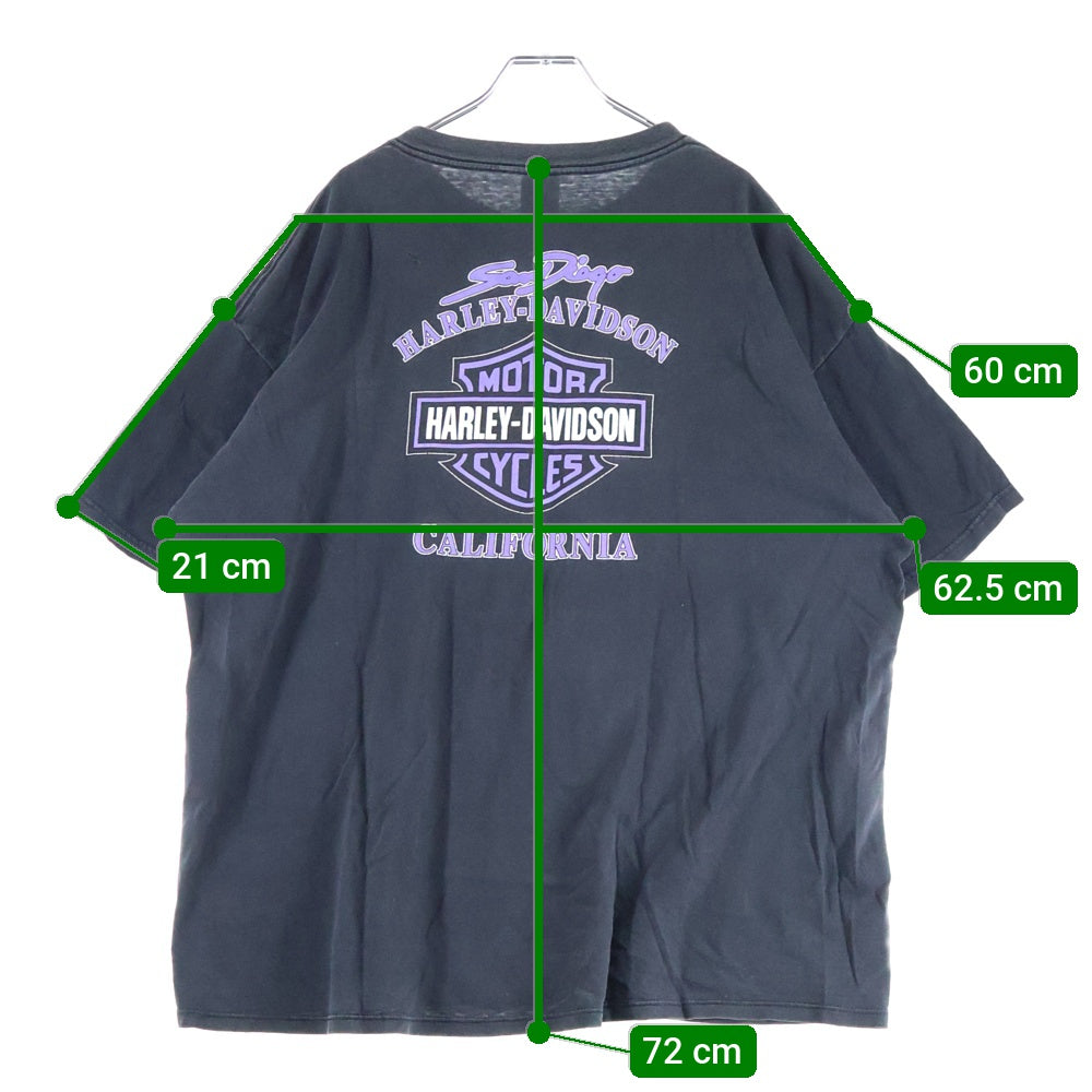HARLEY DAVIDSON(ハーレーダビッドソン) 00S USA製 グラフィックプリント 半袖Tシャツ カットソー ブラック XXL