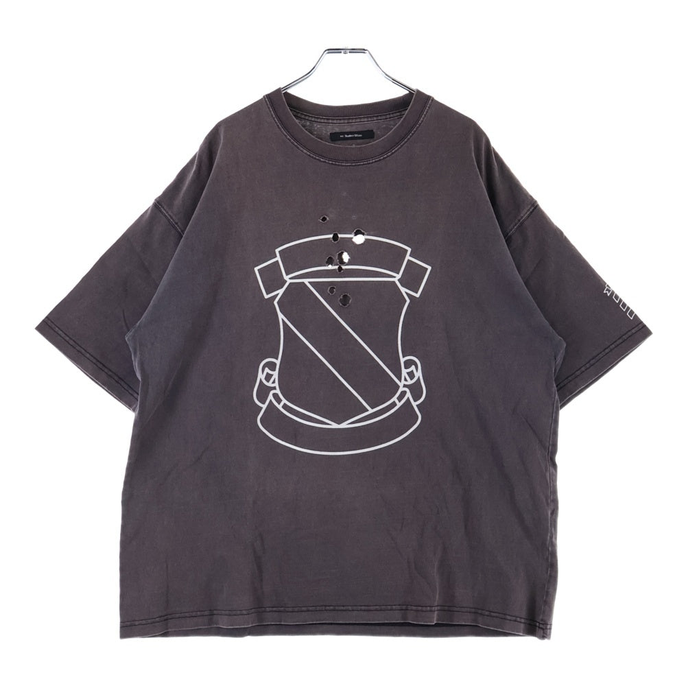 NUMBER (N)INE(ナンバーナイン) エンブレム クラッシュ加工 半袖Tシャツ ブラウン NMBsc537