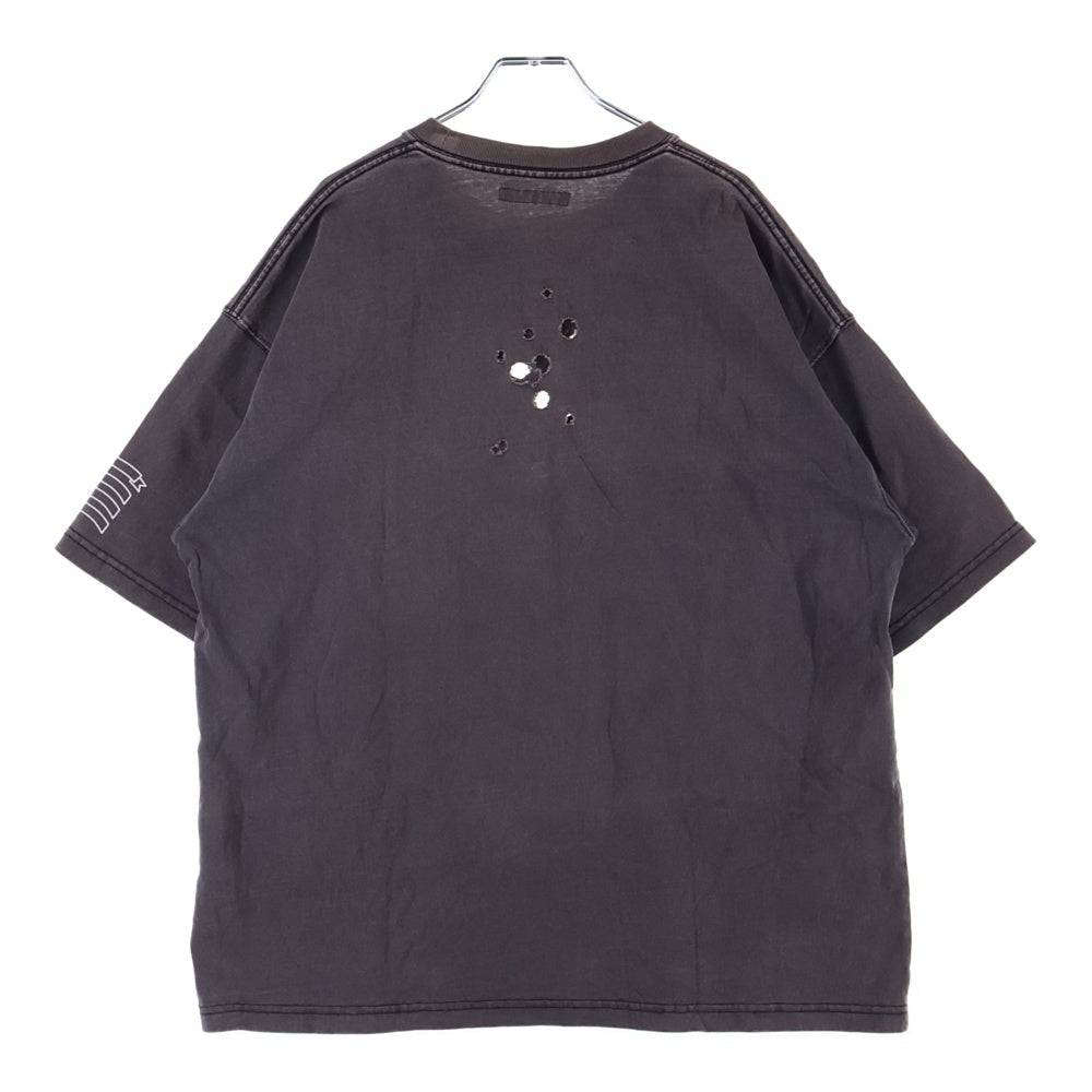 NUMBER (N)INE(ナンバーナイン) エンブレム クラッシュ加工 半袖Tシャツ ブラウン NMBsc537