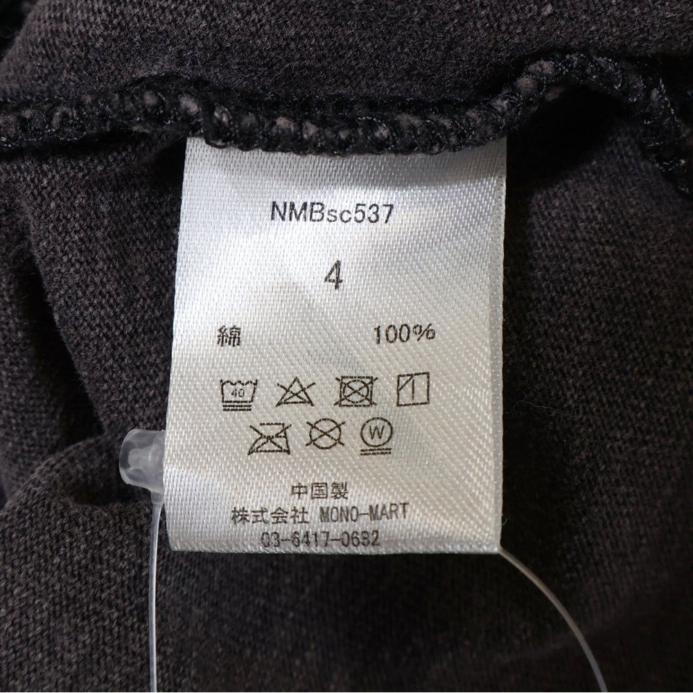 NUMBER (N)INE(ナンバーナイン) エンブレム クラッシュ加工 半袖Tシャツ ブラウン NMBsc537