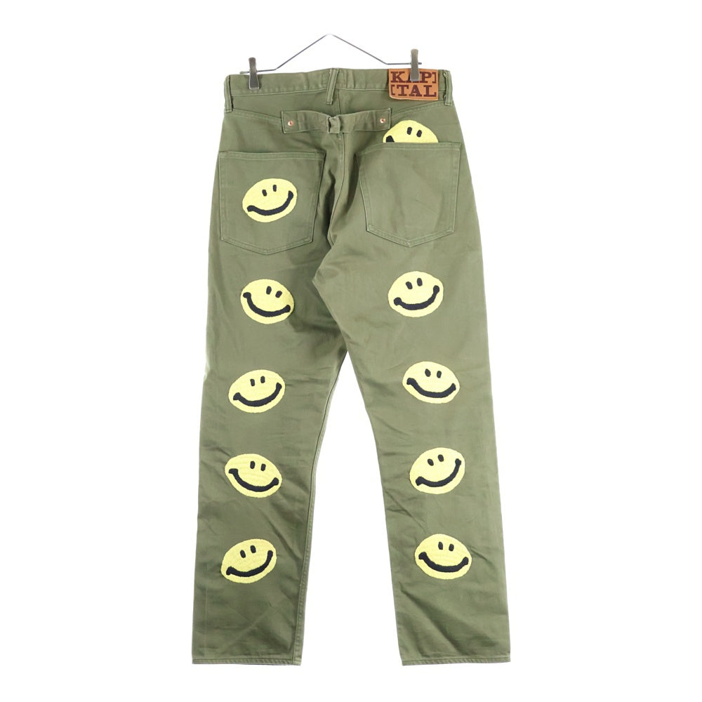 KAPITAL(キャピタル) Smile Embroidery スマイル刺繍 コットンデニムパンツ カーキ K1910LP805