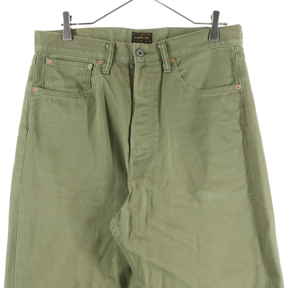 KAPITAL(キャピタル) Smile Embroidery スマイル刺繍 コットンデニムパンツ カーキ K1910LP805