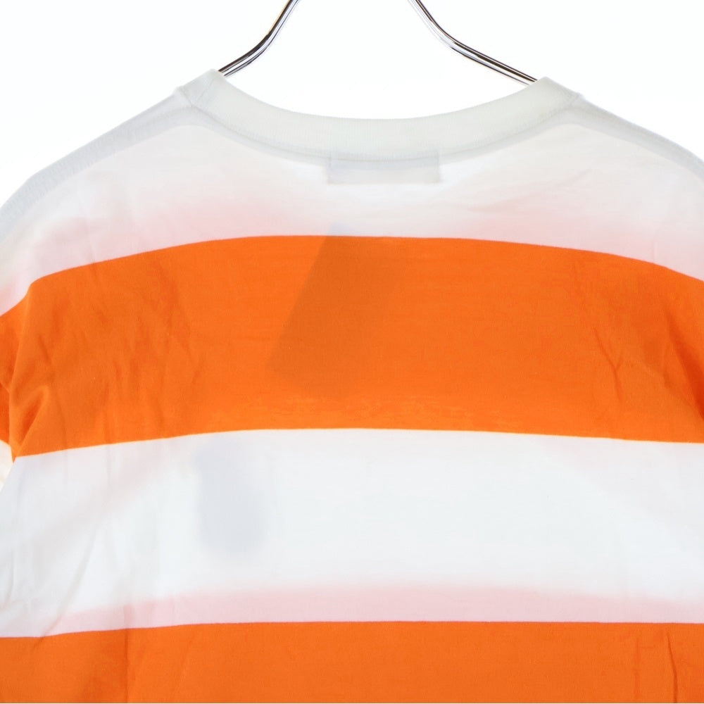 A BATHING APE(アベイシングエイプ) ワンポイント刺繡 ボーダー半袖Tシャツ カットソー オレンジ