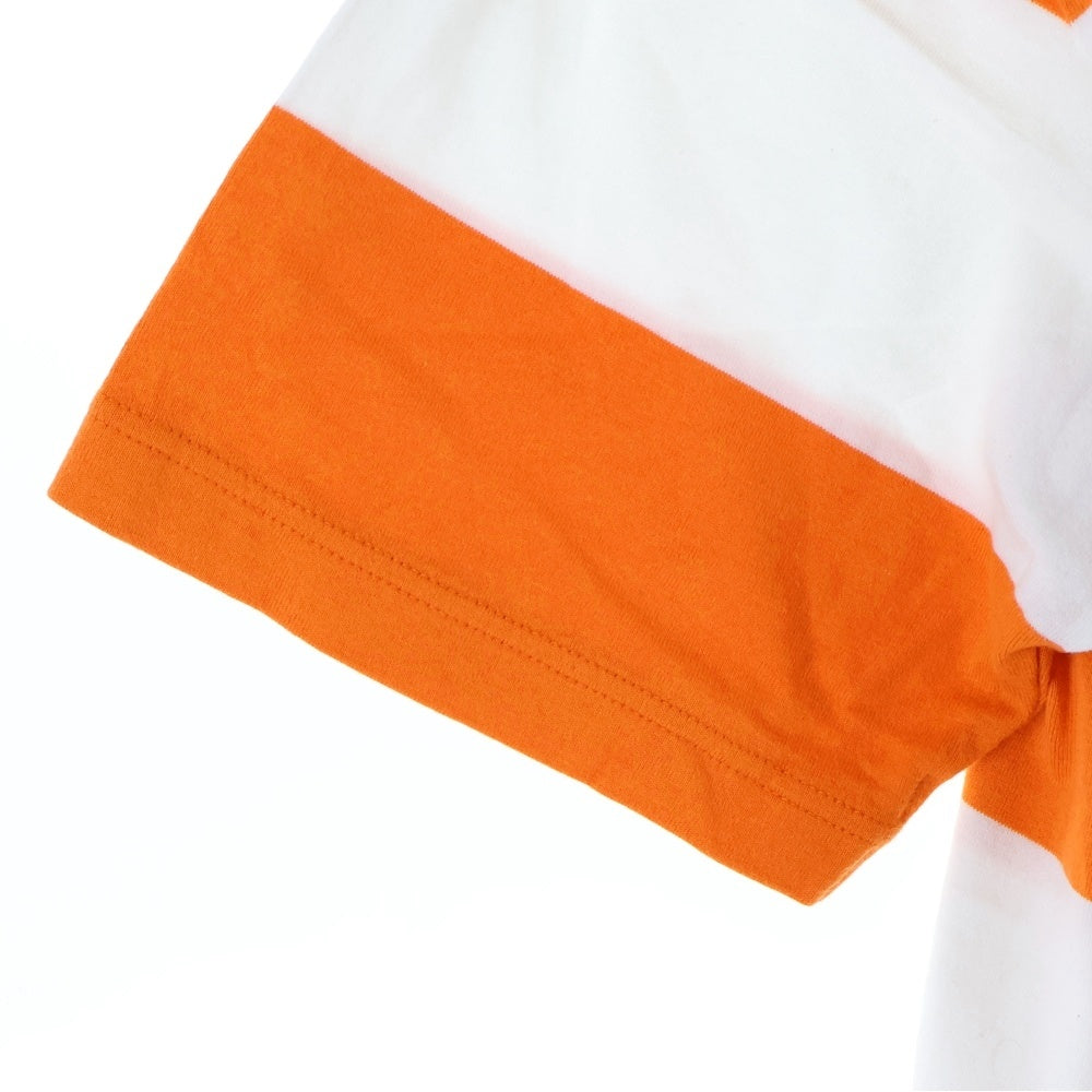 A BATHING APE(アベイシングエイプ) ワンポイント刺繡 ボーダー半袖Tシャツ カットソー オレンジ