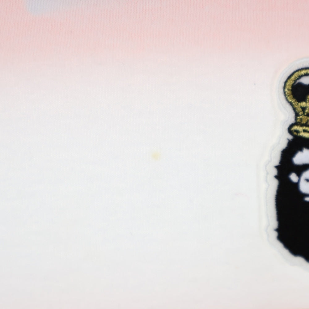 A BATHING APE(アベイシングエイプ) ワンポイント刺繡 ボーダー半袖Tシャツ カットソー オレンジ