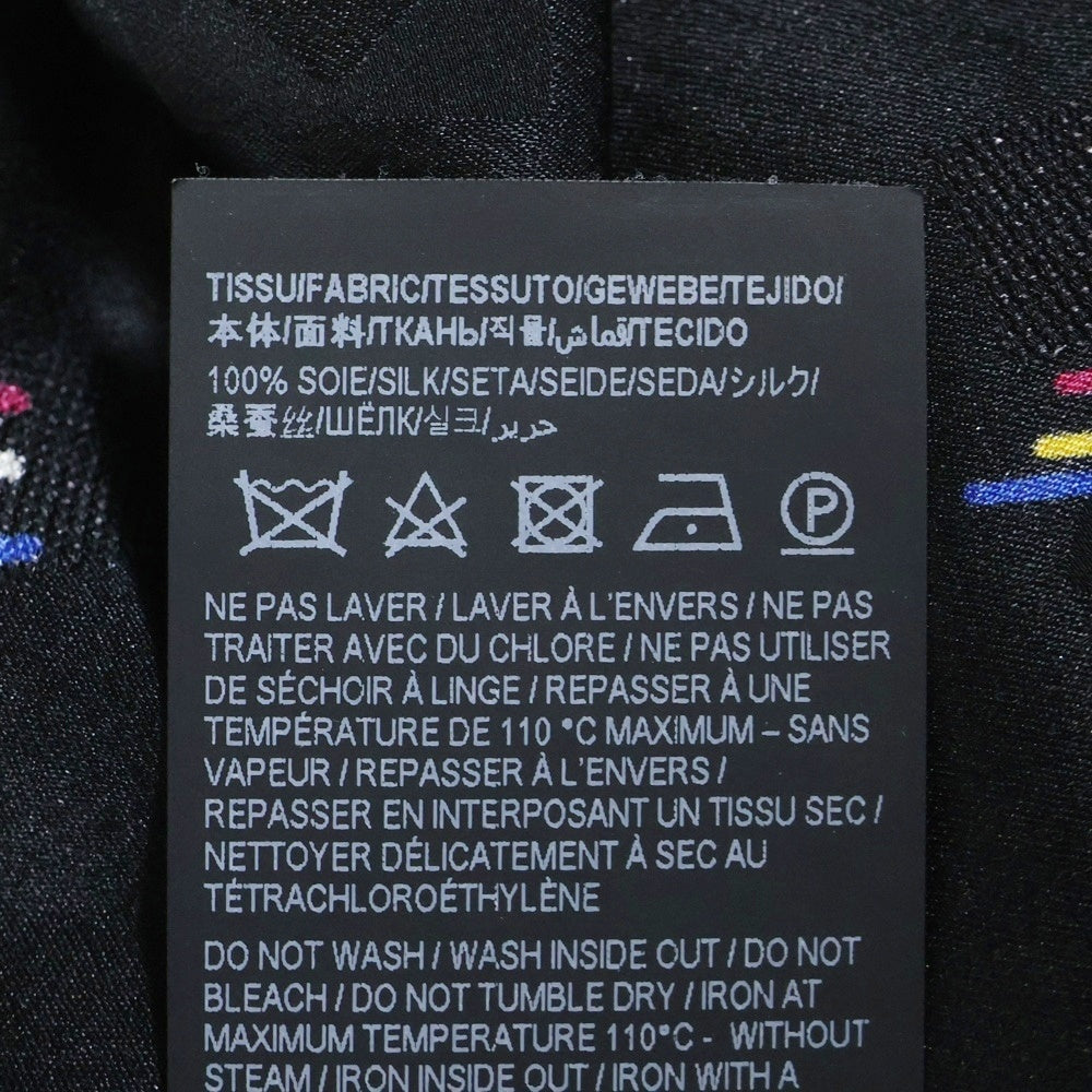 SAINT LAURENT PARIS(サンローランパリ) 21SS 総柄デザイン 比翼 長袖シルクシャツ ブラック 646850 Y2D02
