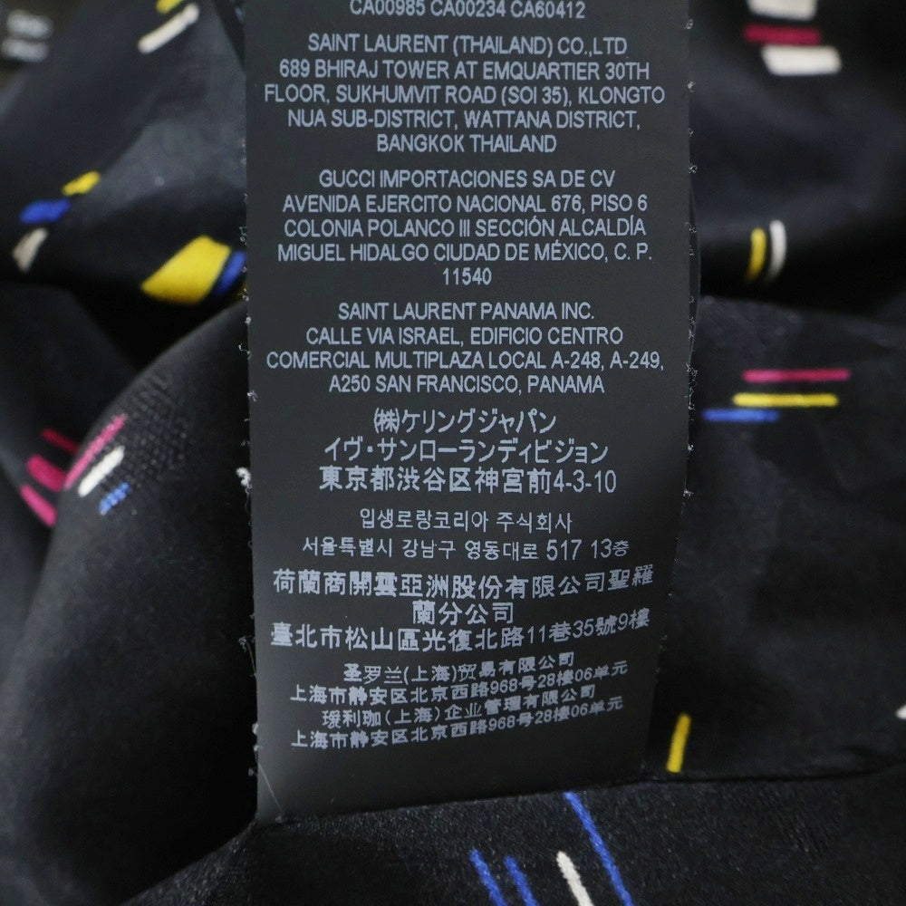 SAINT LAURENT PARIS(サンローランパリ) 21SS 総柄デザイン 比翼 長袖シルクシャツ ブラック 646850 Y2D02