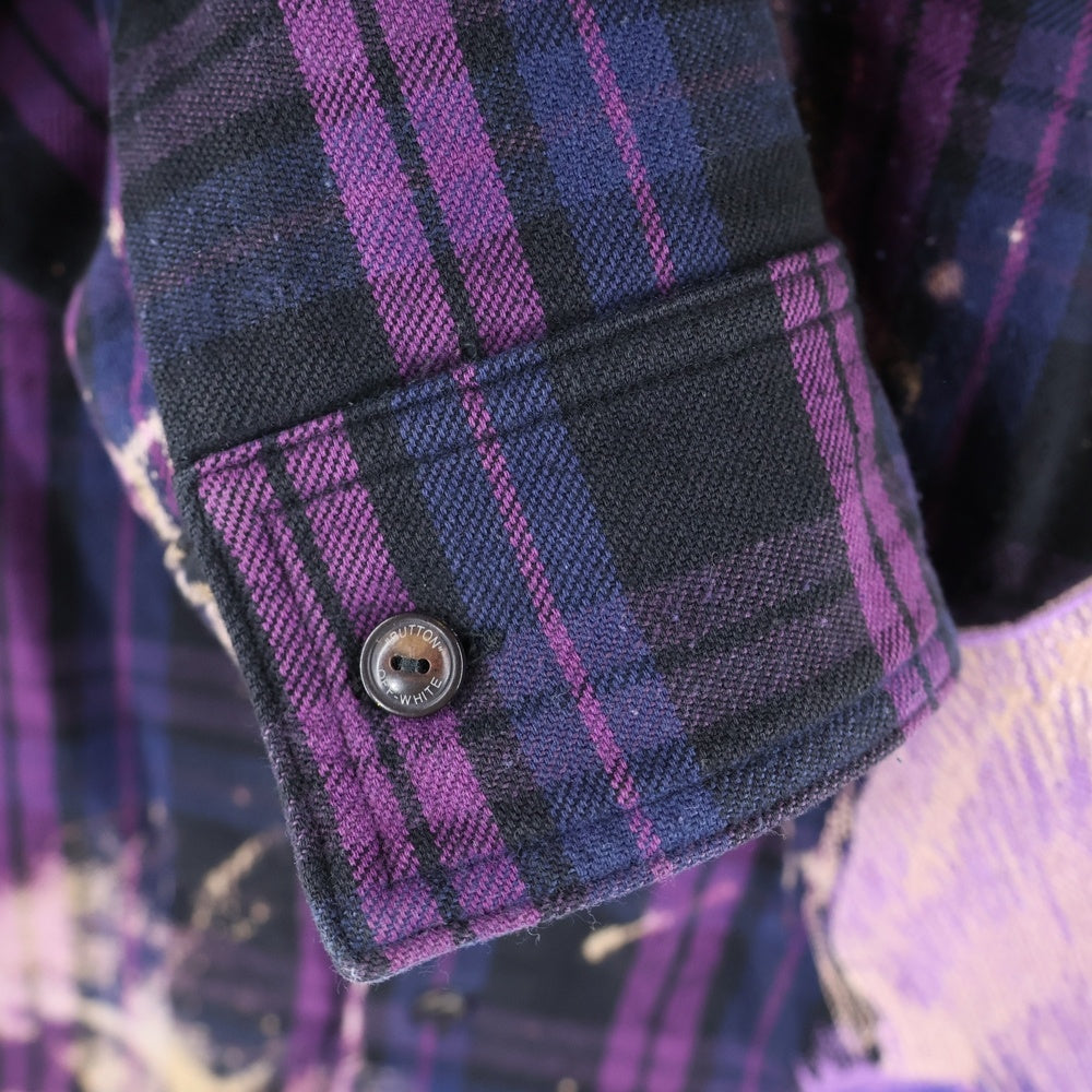 OFF-WHITE(オフホワイト) 20ss Kiss over embroidered oversized shirt キス オーバーエンブロダイリー オーバーサイズ フランネルシャツ パープル OMGA098S20G71049