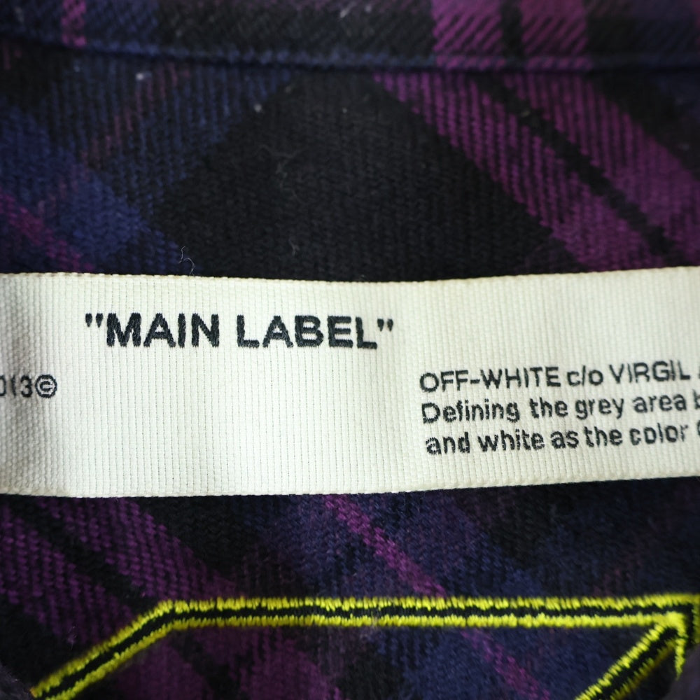 OFF-WHITE(オフホワイト) 20ss Kiss over embroidered oversized shirt キス オーバーエンブロダイリー オーバーサイズ フランネルシャツ パープル OMGA098S20G71049