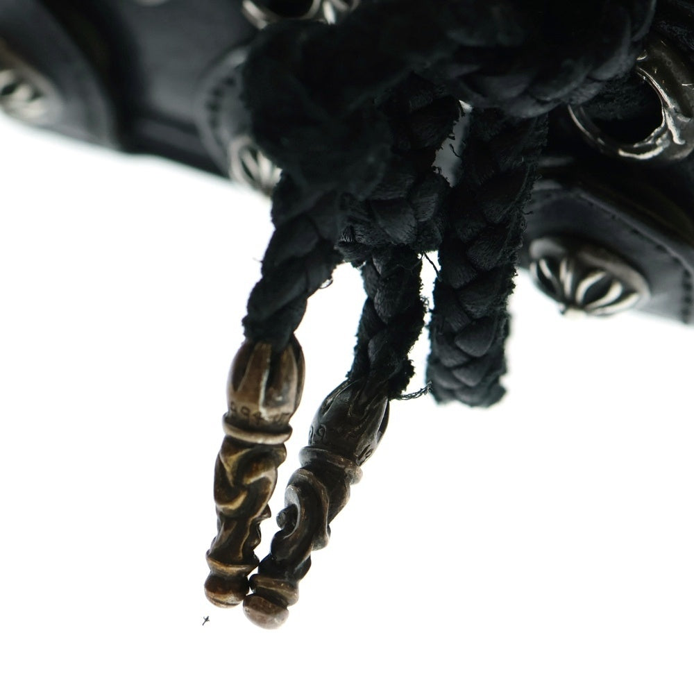 CHROME HEARTS(クロムハーツ) スモールCHクロス レザーリストバンド ブレスレット シルバー/ブラック