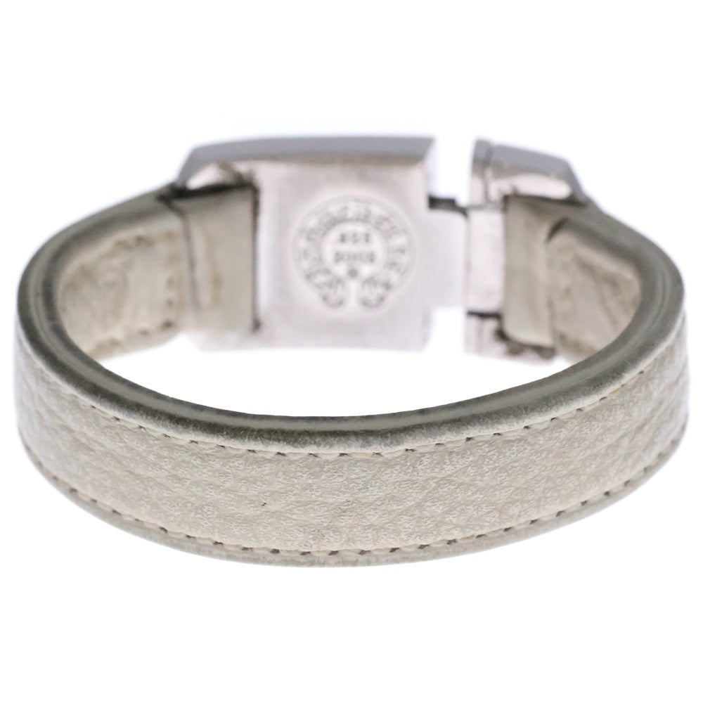 CHROME HEARTS(クロムハーツ) HARNESS CLASP ハーネスクラスプ レザーブレスレット ホワイト/シルバー