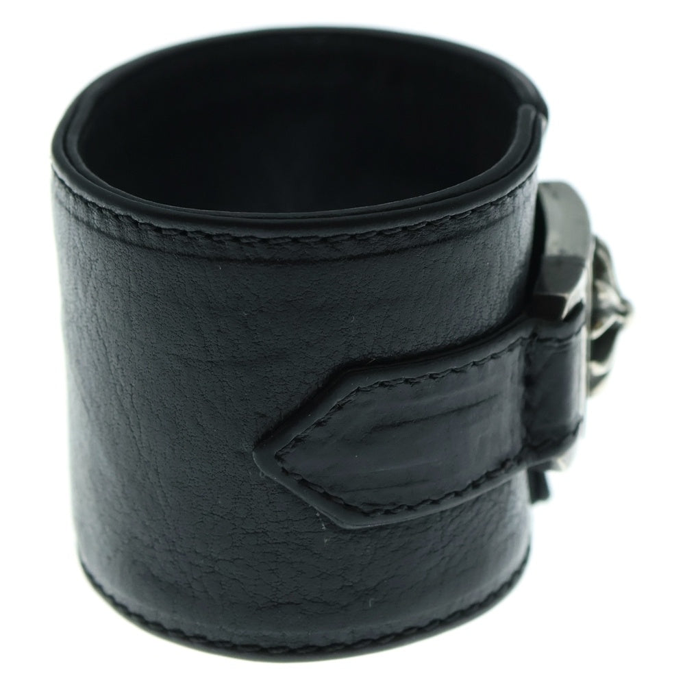 CHROME HEARTS(クロムハーツ) HARNESS CLASP ワイドハーネスクラスプ レザーブレスレット シルバー/ブラック