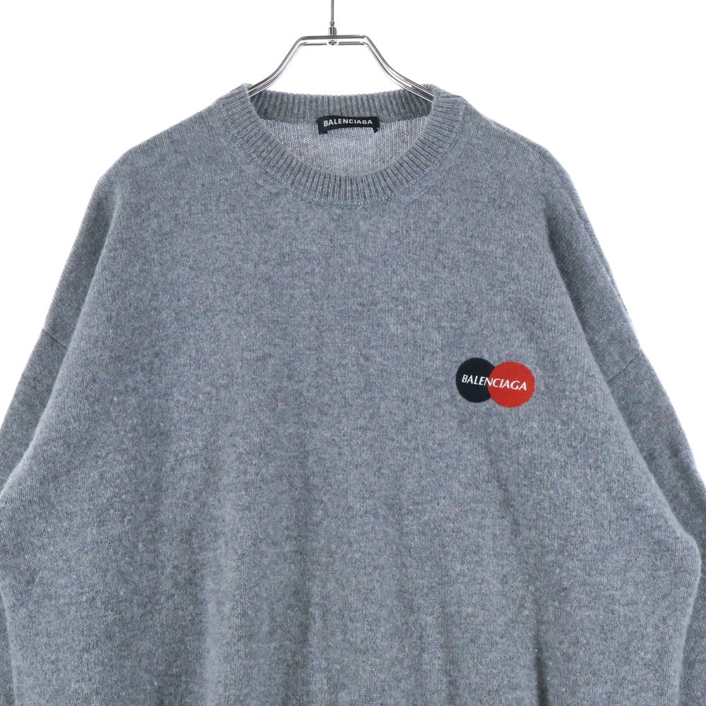 BALENCIAGA(バレンシアガ) 19AW ワンポイント刺繍 クルーネックニット セーター グレー 621031