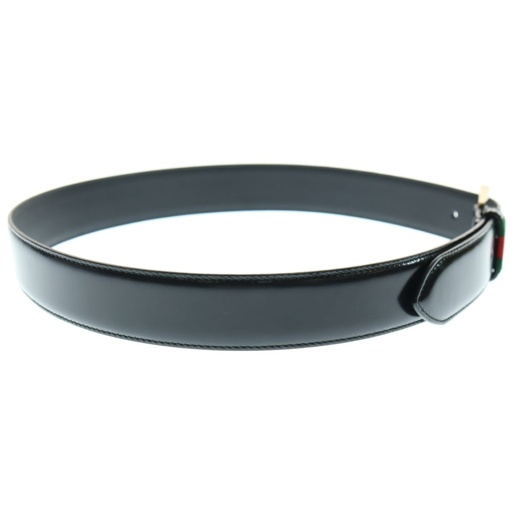 GUCCI(グッチ) シェリーライン ウェブトリム レザーベルト ブラック 495125