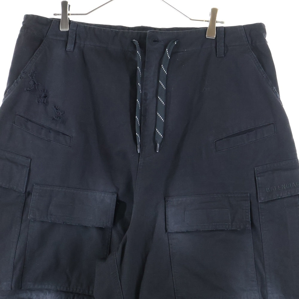 BALENCIAGA(バレンシアガ) 24SS ダメージ加工 ラージカーゴパンツ ワイドパンツ ブラック 790982