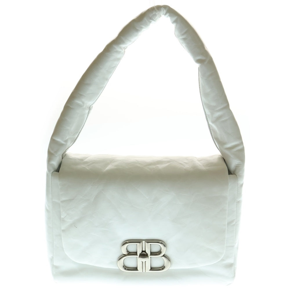 BALENCIAGA(バレンシアガ) モナコ シルバー装飾 レザーショルダーバッグ ホワイト 787896