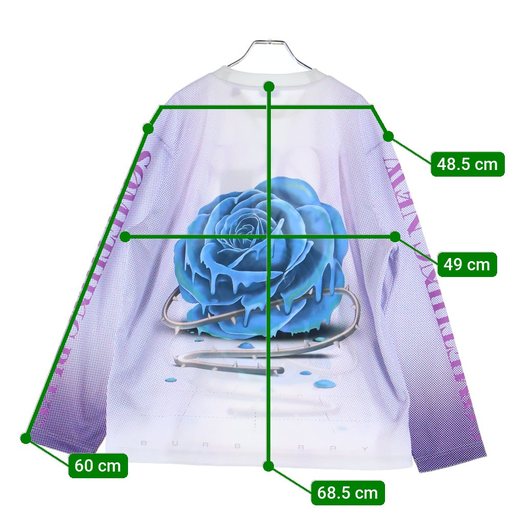 BURBERRY(バーバリー) 23AW ローズプリント 長袖Tシャツ ロンT カットソー ホワイト 8077235