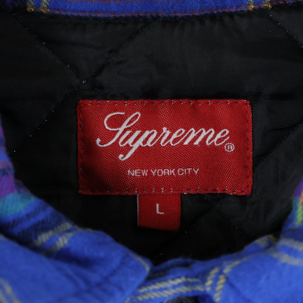 SUPREME(シュプリーム) 21AW Quilted Plaid Flannel Shirt キルティング フランネルシャツ 長袖シャツ ブルー