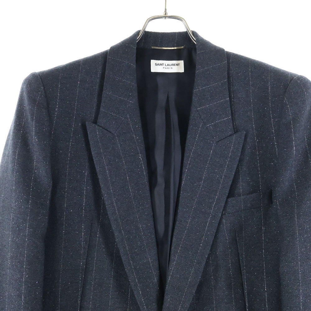 SAINT LAURENT PARIS(サンローランパリ) シングルブレスト ストライプ ウールテーラードジャケット グレー 705935 Y1F10