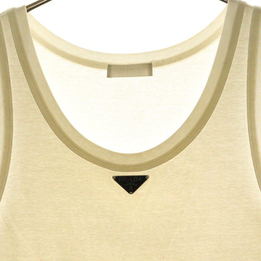 PRADA(プラダ) トライアングルロゴ ノースリーブカットソー タンクトップ ホワイト UJT109