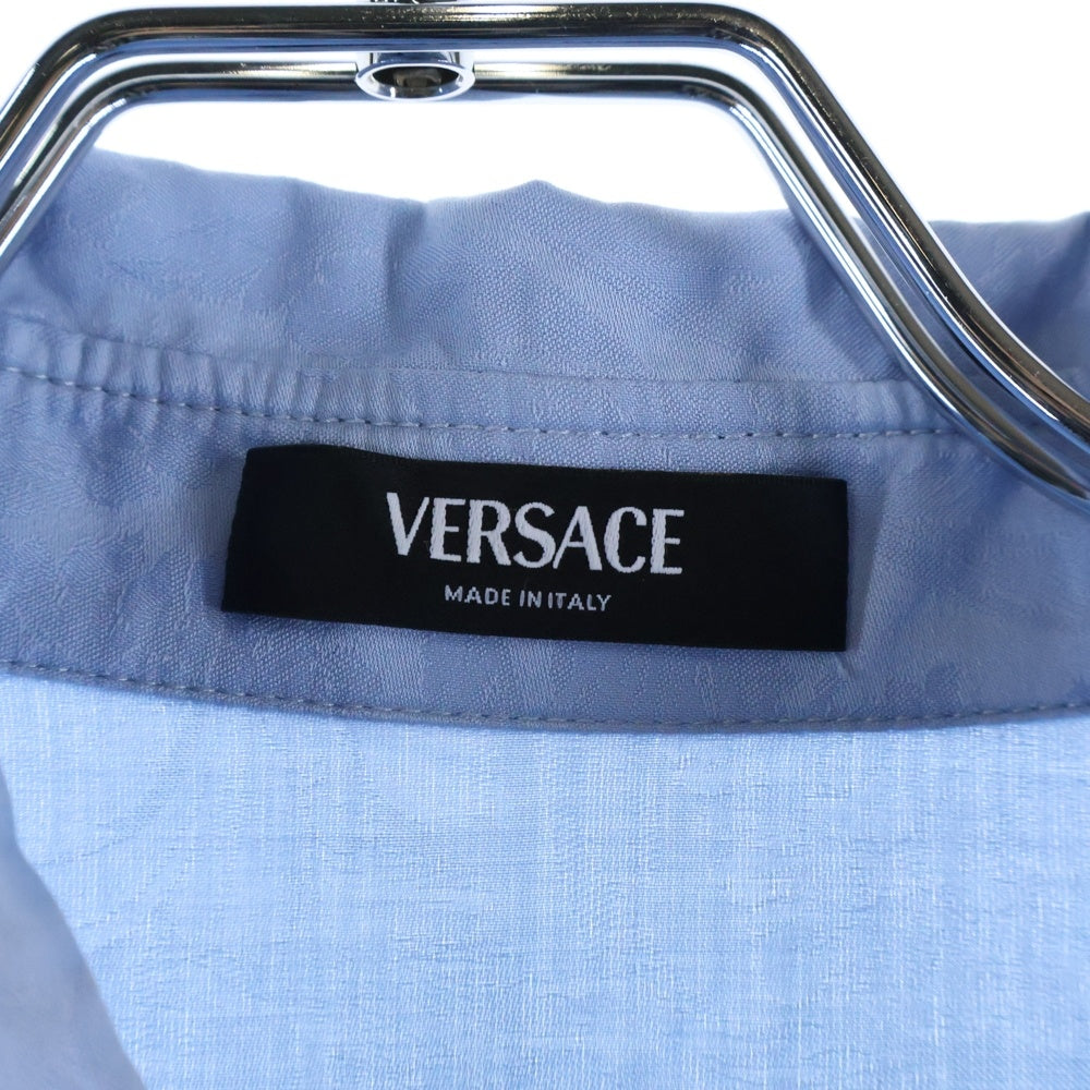 VERSACE(ヴェルサーチ) BAROCCO JAQCUARD COTTON SHIRT メデューサボタン 総柄コットン長袖シャツ ブルー 1018835