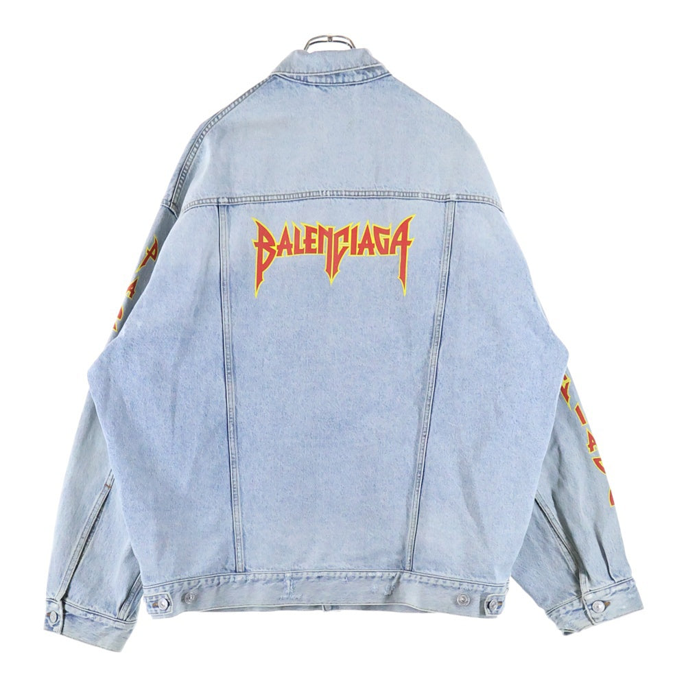 BALENCIAGA(バレンシアガ) 22SS METAL LOGO OVERSIZE WASHED DENIM JACKET メタルロゴ オーバーサイズ ウォッシュド デニムジャケット インディゴ 694504 TBP47
