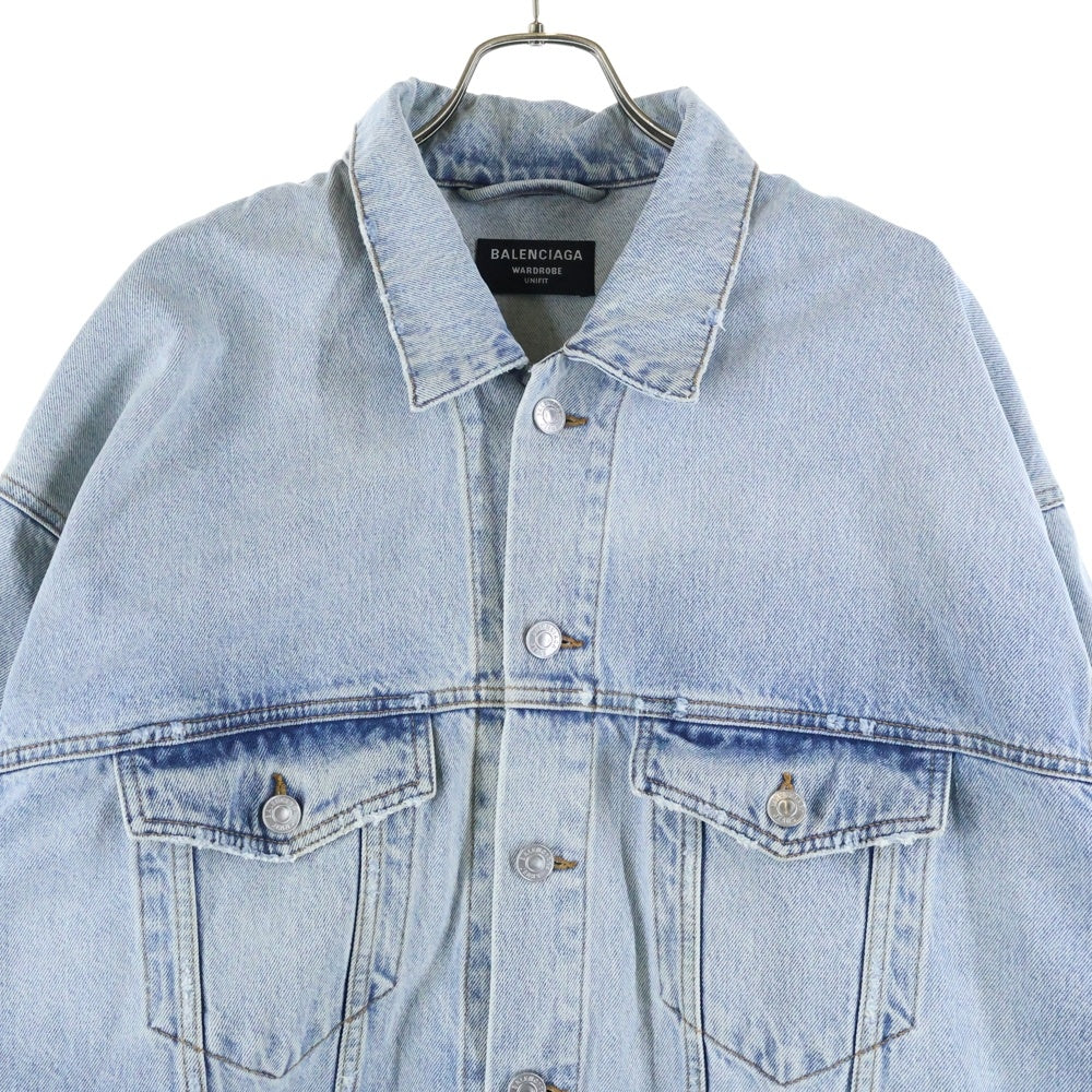 BALENCIAGA(バレンシアガ) 22SS METAL LOGO OVERSIZE WASHED DENIM JACKET メタルロゴ オーバーサイズ ウォッシュド デニムジャケット インディゴ 694504 TBP47