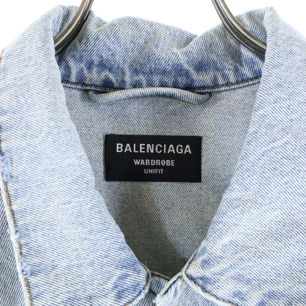 BALENCIAGA(バレンシアガ) 22SS METAL LOGO OVERSIZE WASHED DENIM JACKET メタルロゴ オーバーサイズ ウォッシュド デニムジャケット インディゴ 694504 TBP47