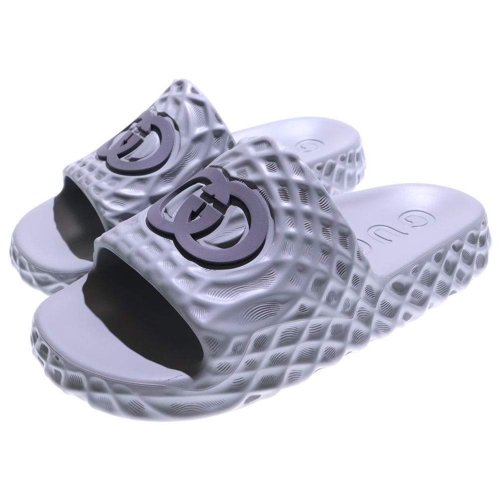 GUCCI(グッチ) インターロッキングG ラバーサンダル フラットサンダル グレー 770801