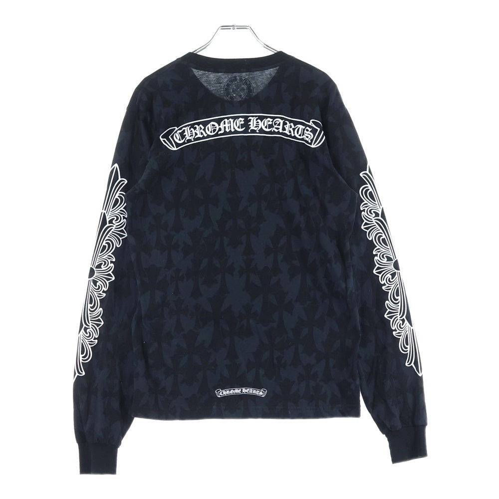 CHROME HEARTS(クロムハーツ) CH L S 1 CHクロス総柄 袖フローラルプリント 長袖Tシャツ ロンT カットソー ブラック