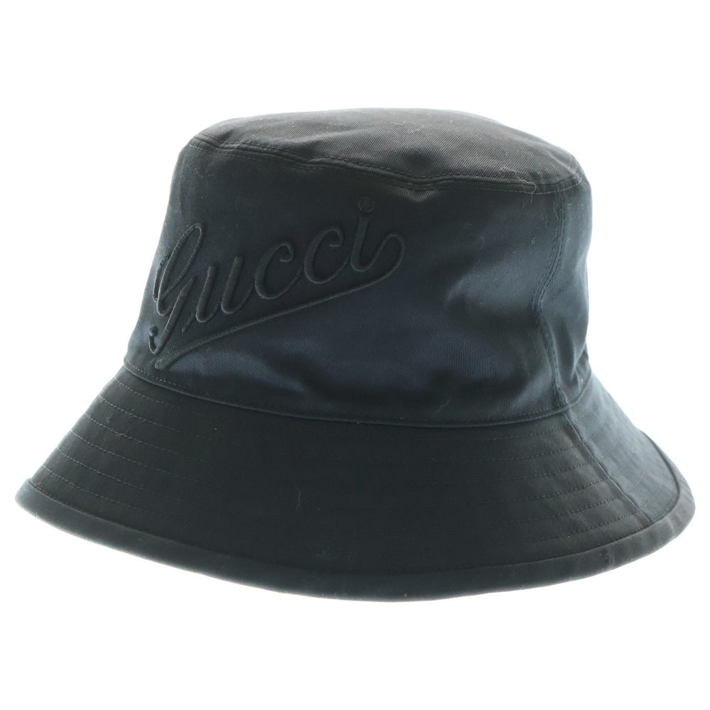 GUCCI(グッチ) ロゴ刺繍 バケットハット 帽子 ブラック 792789