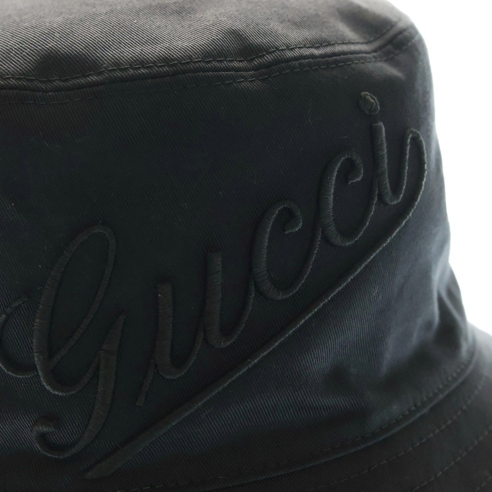 GUCCI(グッチ) ロゴ刺繍 バケットハット 帽子 ブラック 792789