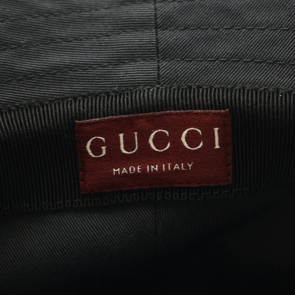 GUCCI(グッチ) ロゴ刺繍 バケットハット 帽子 ブラック 792789