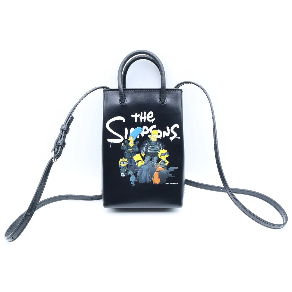 BALENCIAGA(バレンシアガ) ×Simpsons ×シンプソンズ ミニショッピングフォンホルダー ショルダーバッグ ブラック 593826