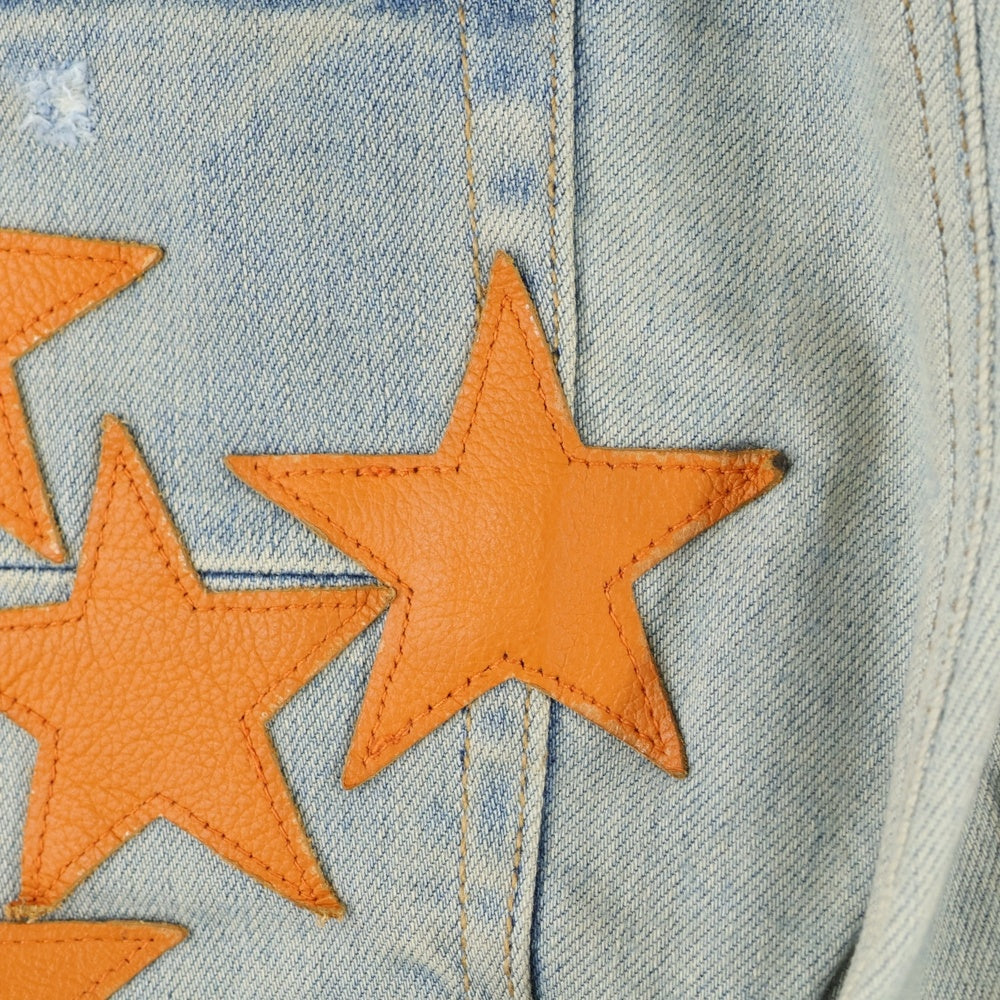 AMIRI(アミリ) ×CHEMIST STAR JEANS PS22MDS028 ケミスト デストロイ加工 レザースターパッチ デニムパンツ インディゴ