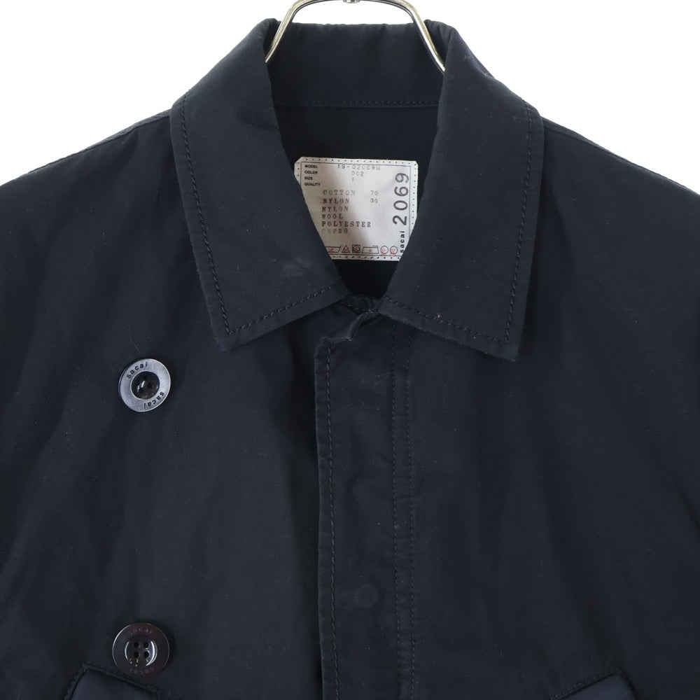Sacai(サカイ) 19AW ミリタリージャケット ドッキング オックスフォード コート ブラック 19-02069M