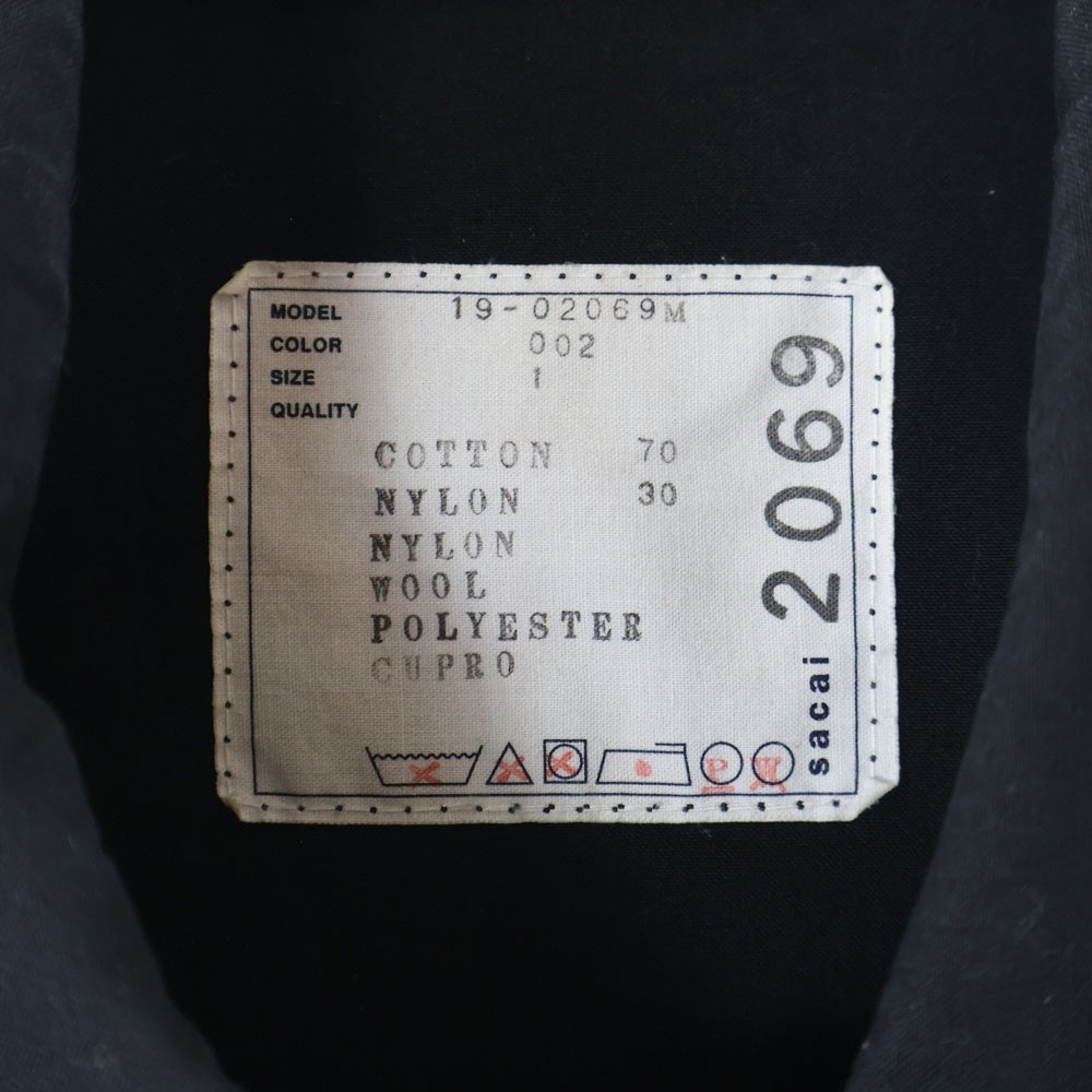 Sacai(サカイ) 19AW ミリタリージャケット ドッキング オックスフォード コート ブラック 19-02069M
