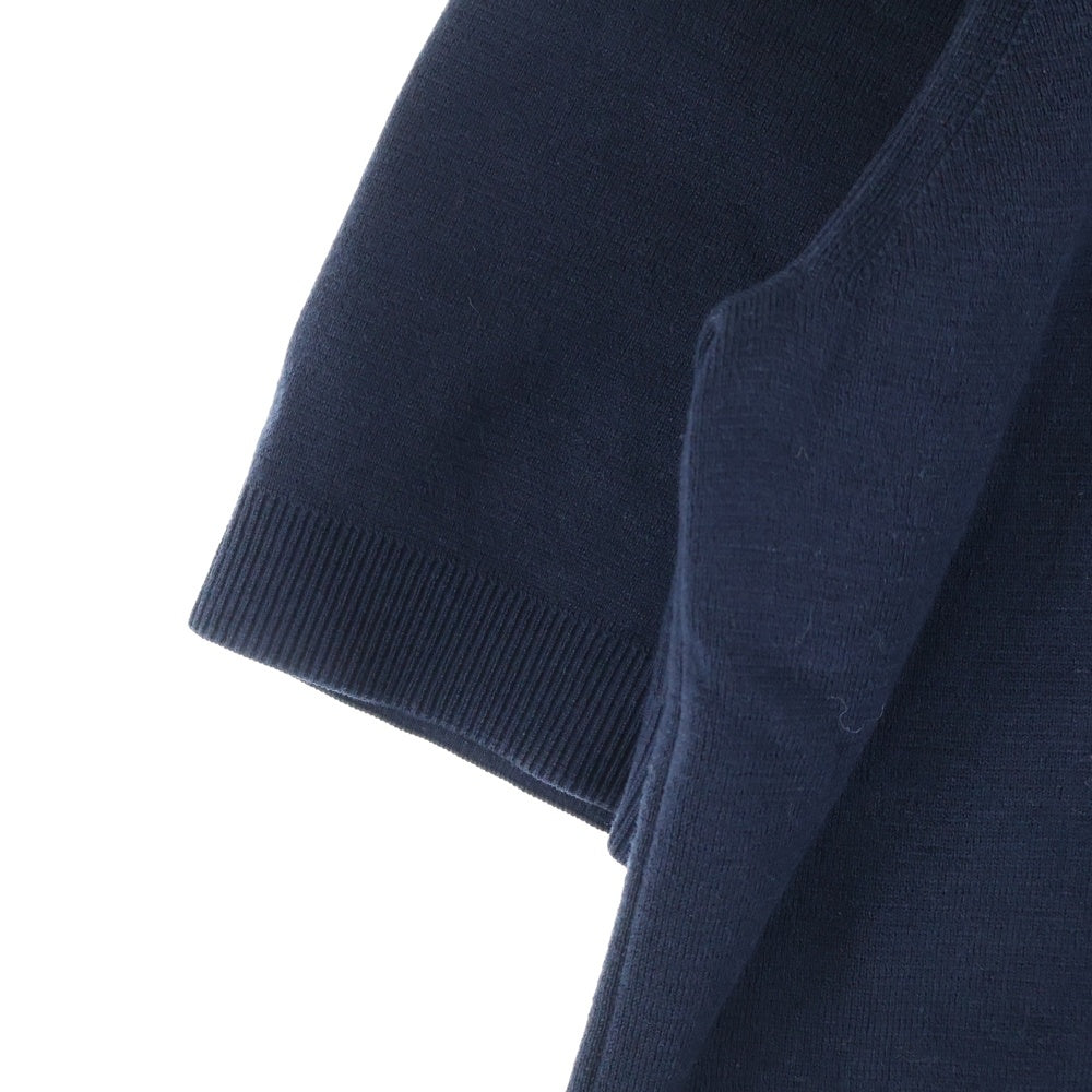 GUCCI(グッチ) 24AW インターシャ シルクコットン ロゴ刺繍 Tシャツ カットソー ネイビー