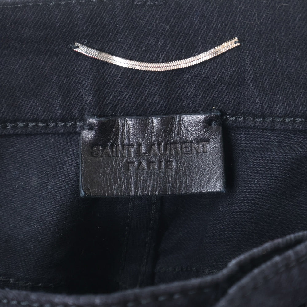SAINT LAURENT PARIS(サンローランパリ) Crash skinny ボタンロゴ刻印付きクラッシュスキニーデニム ブラック 470030