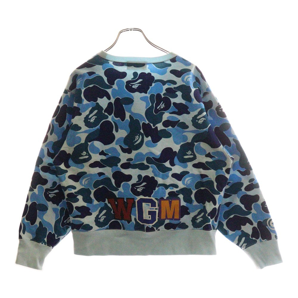 BAPE BY A BATHING APE(ベイプ ア ベイシング エイプ) Camo Shark Crew Sweatshirt シャークプリント カモフラ クルーネックスウェット トレーナー ブルー 001SWK802004L