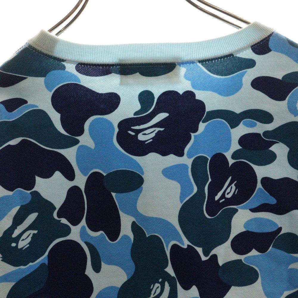 BAPE BY A BATHING APE(ベイプ ア ベイシング エイプ) Camo Shark Crew Sweatshirt シャークプリント カモフラ クルーネックスウェット トレーナー ブルー 001SWK802004L